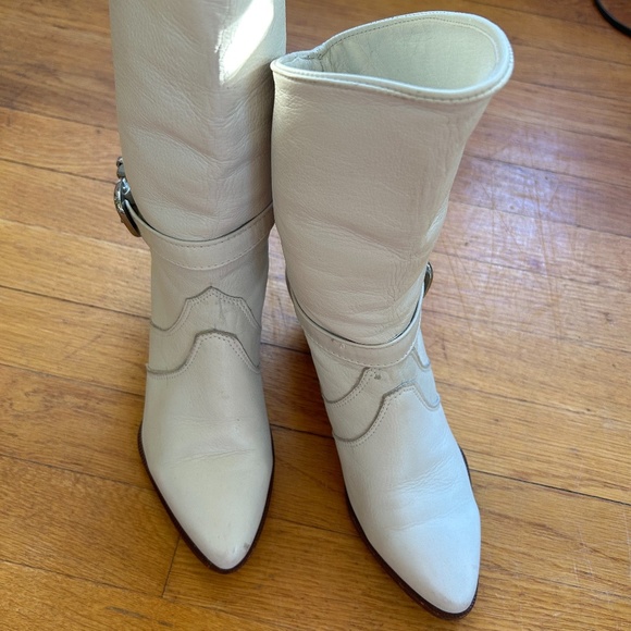 Vintage White Leather Western Zodiac Boot - Picture 1 of 12